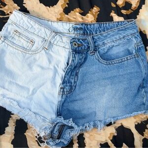 Women's Two-Tone Denim Shorts